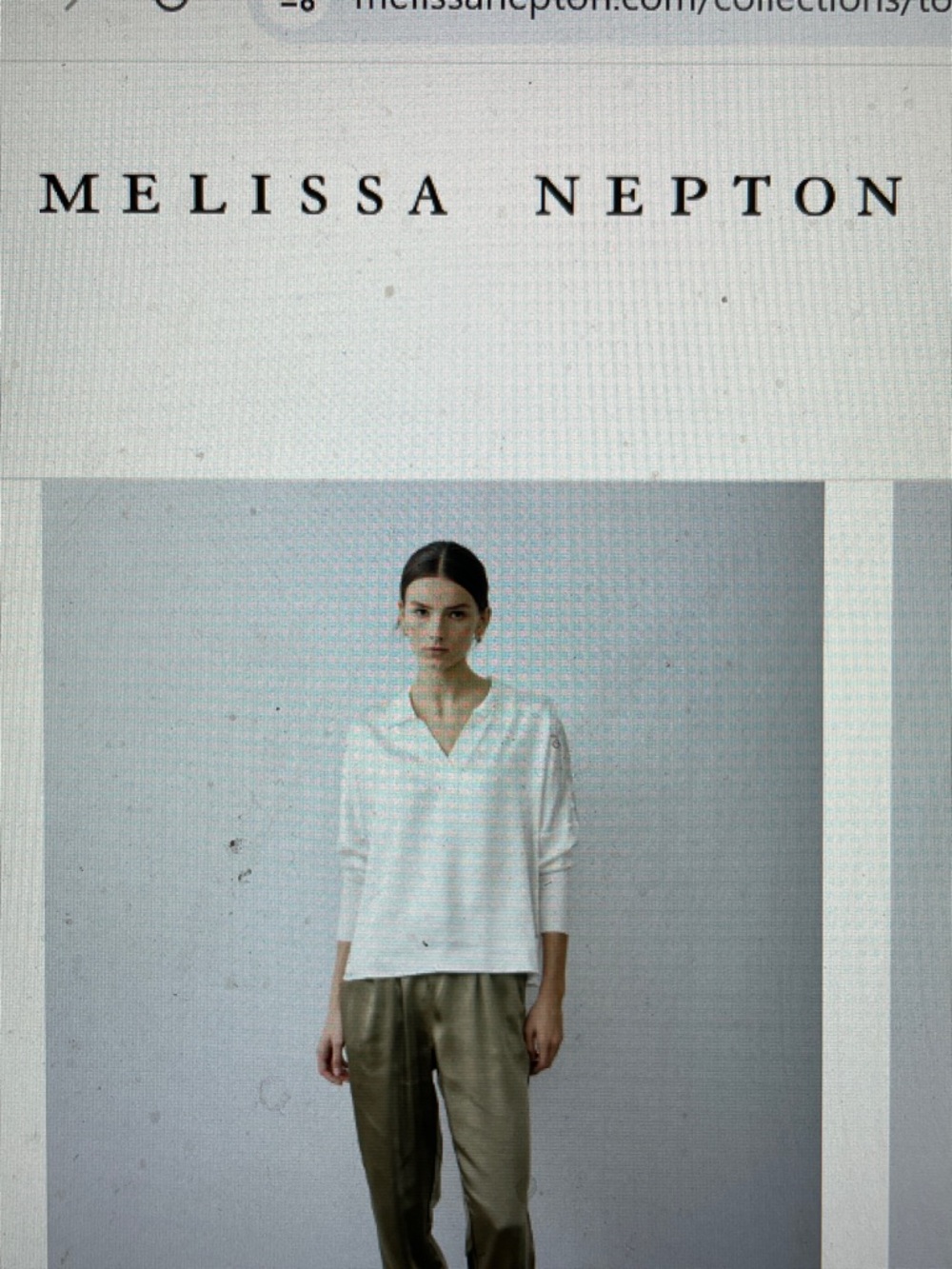 Melissa Nepton satin Lydia long sleeeve wrap front v neck blouse